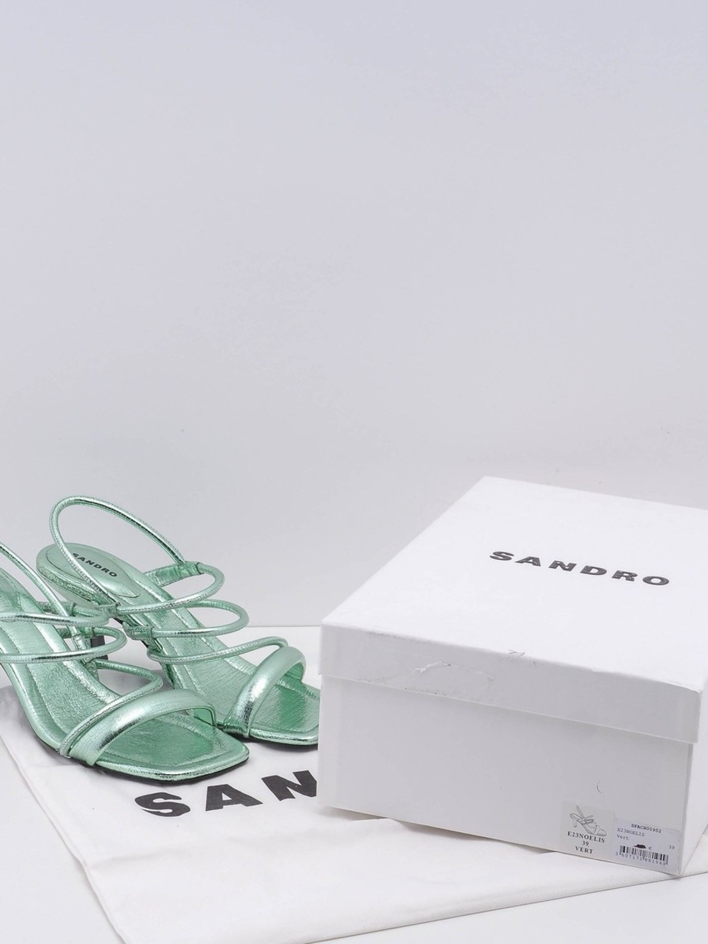 Sandro Metallic Mint Strappy Heels